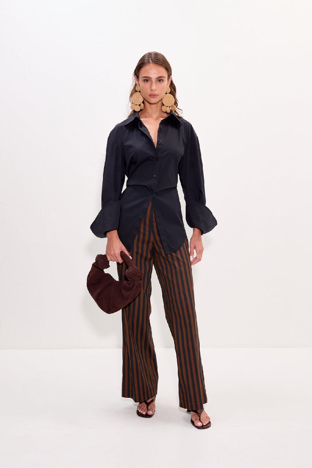 Simon Miller Pia Poplin Pant BLACK/CHOCO BROWN STRIPE