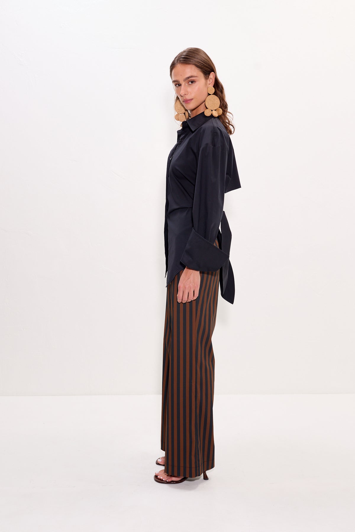 Simon Miller Pia Poplin Pant BLACK/CHOCO BROWN STRIPE