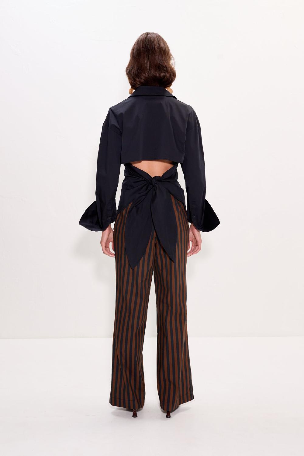 Simon Miller Pia Poplin Pant BLACK/CHOCO BROWN STRIPE