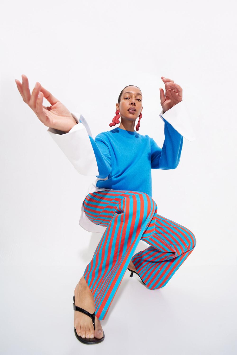 Simon Miller Pip Poplin Combo Sweater VIVID SKY/MACADAMIA