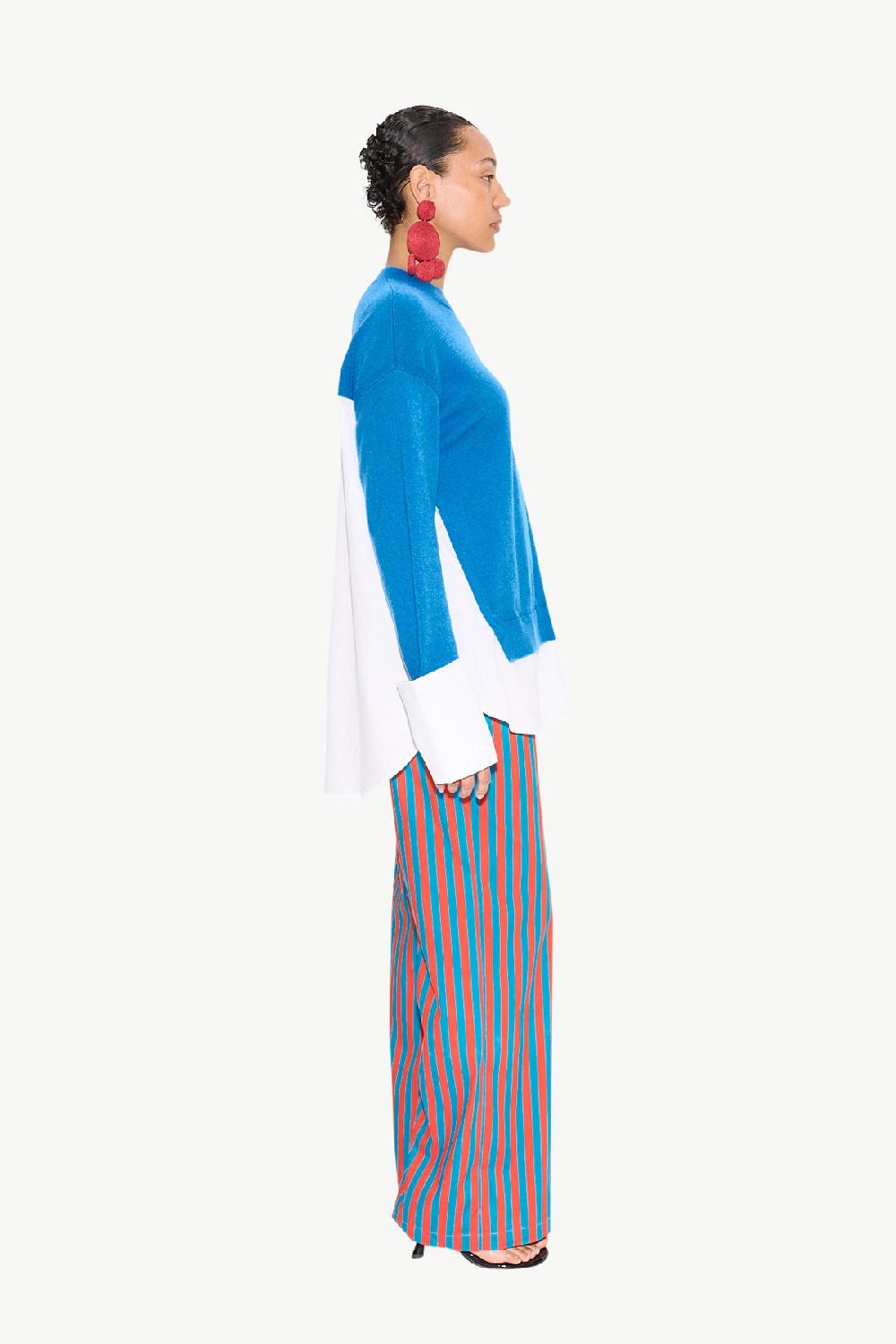 Simon Miller Pip Poplin Combo Sweater VIVID SKY/MACADAMIA