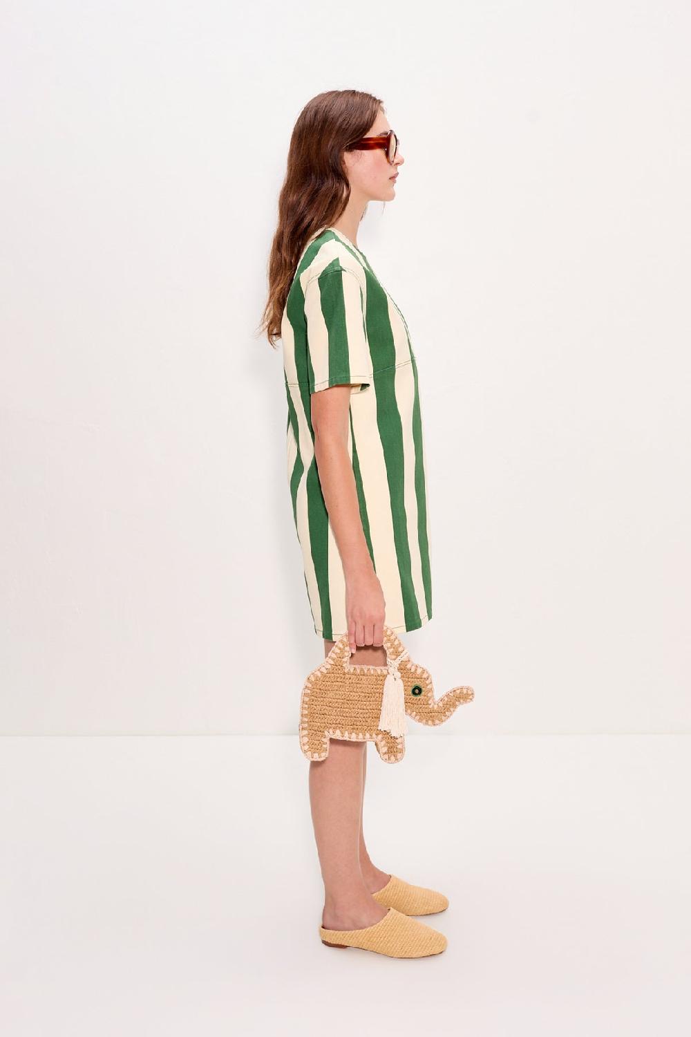 Simon Miller Sahara Short Sleeve Mini Dress Gummy Green/Ecru