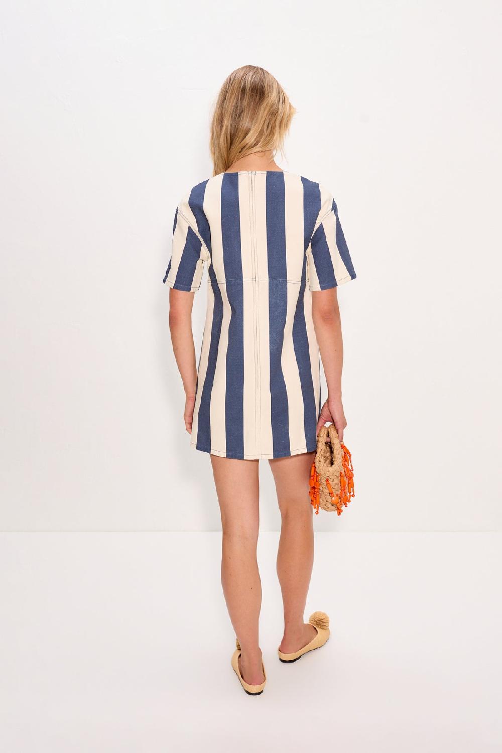 Simon Miller Sahara Short Sleeve Mini Dress Navy/Cream