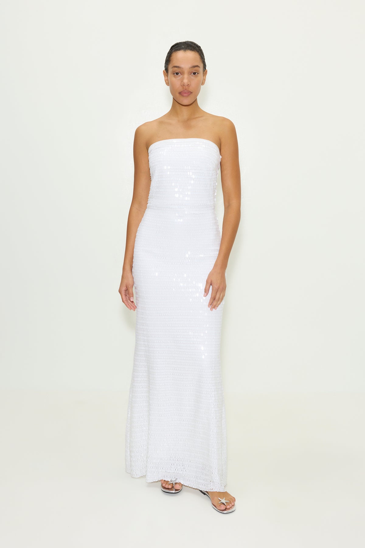 Simon Miller Sculpty Strapless Piano Sequin Dress MACADAMIA