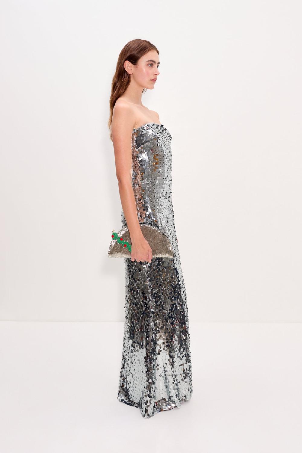 Simon Miller Sculpty Strapless Sequin Dress SATELLITE SILVER