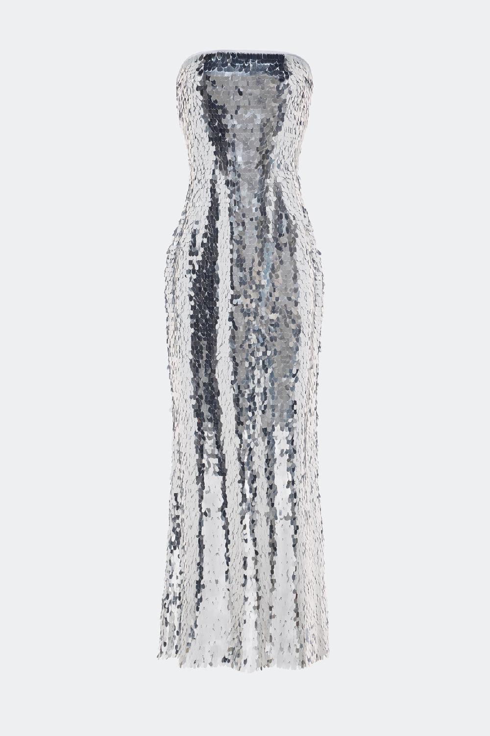simon miller sculpty strapless sequin dress SATELLITE SILVER