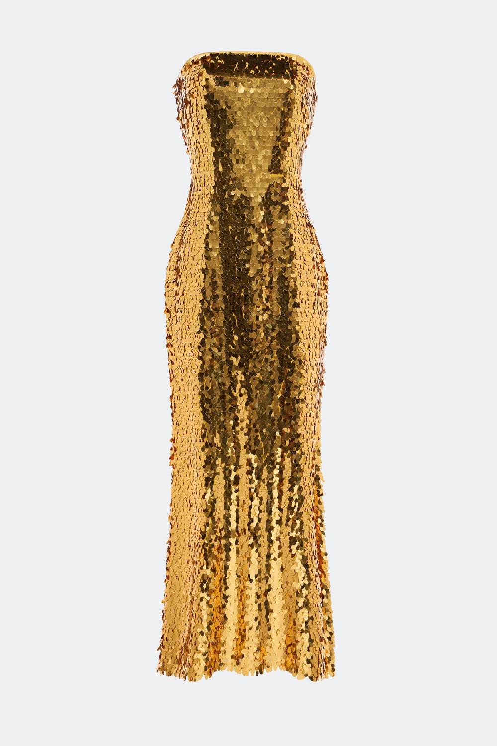 simon miller sculpty strapless sequin dress STAR GOLD