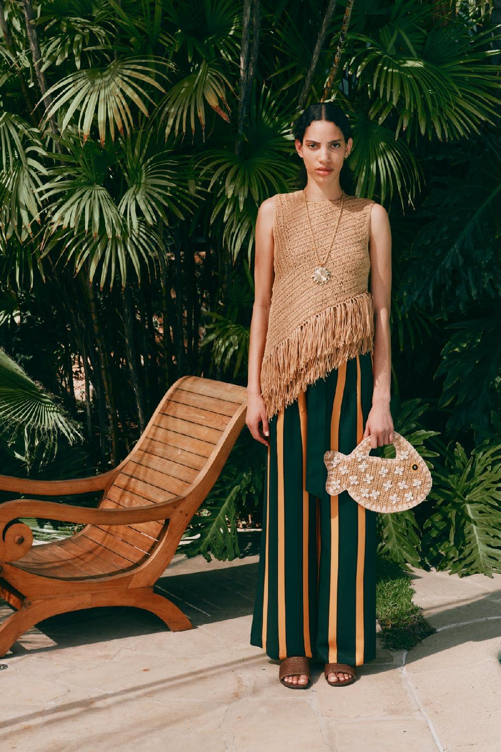 Simon Miller Alto Crepe Pant FERN/MUSTARD STRIPE