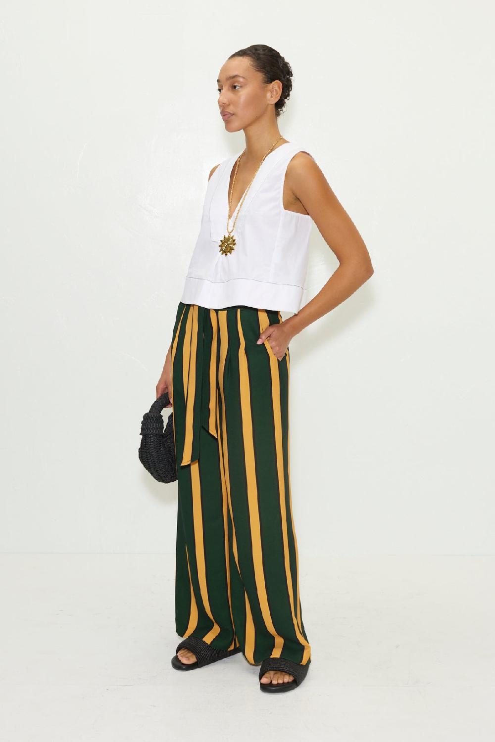 Simon Miller Alto Crepe Pant FERN/MUSTARD STRIPE