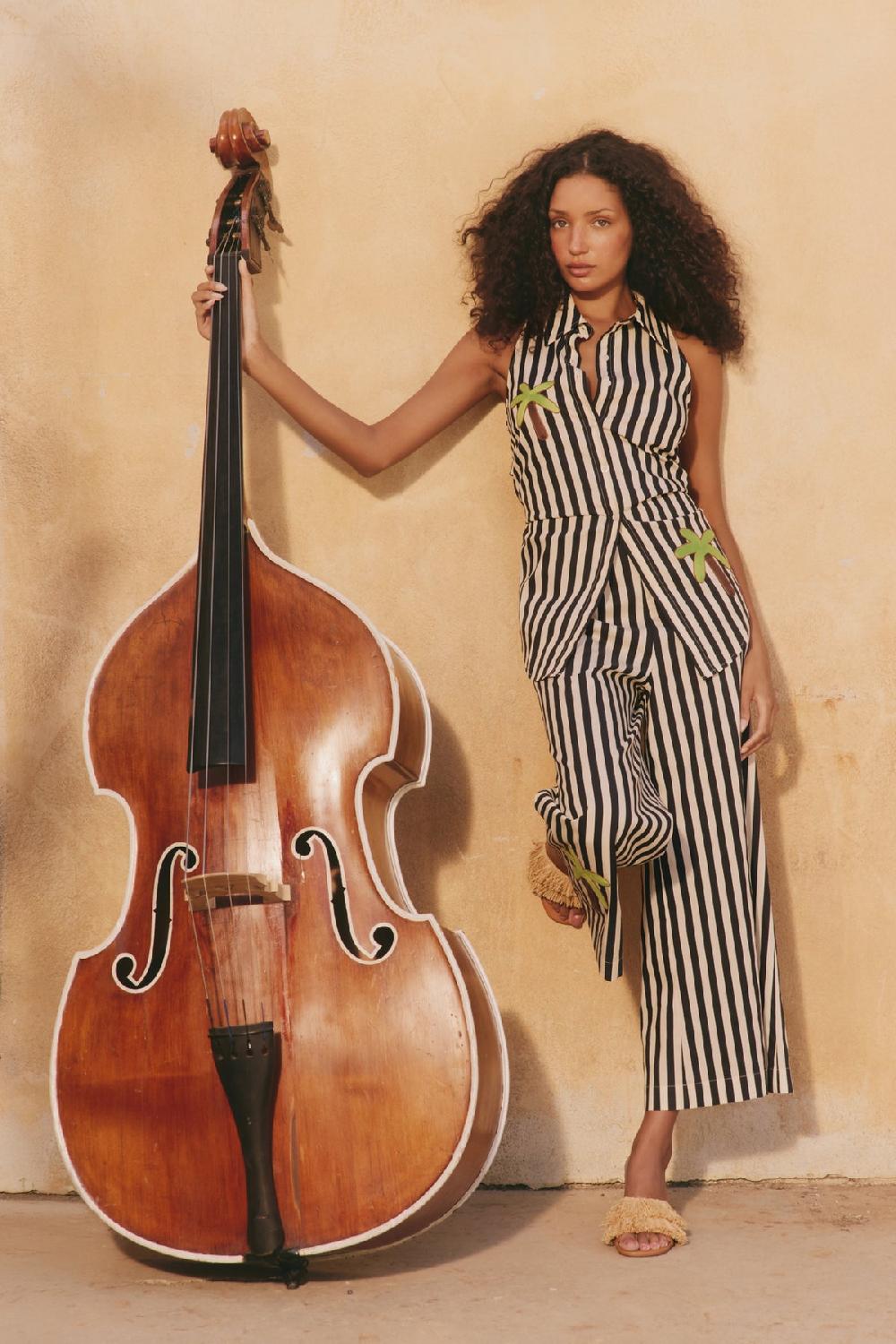 Simon Miller Ari Poplin Pant BLACK/WHITE STRIPE