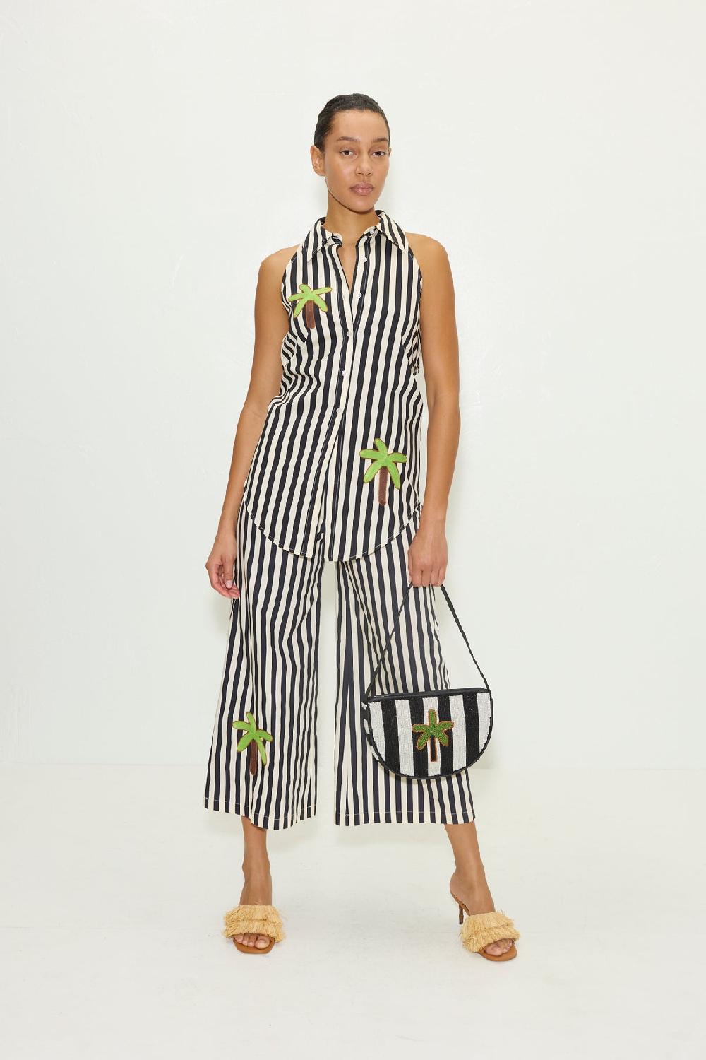 Simon Miller Ari Poplin Pant BLACK/WHITE STRIPE