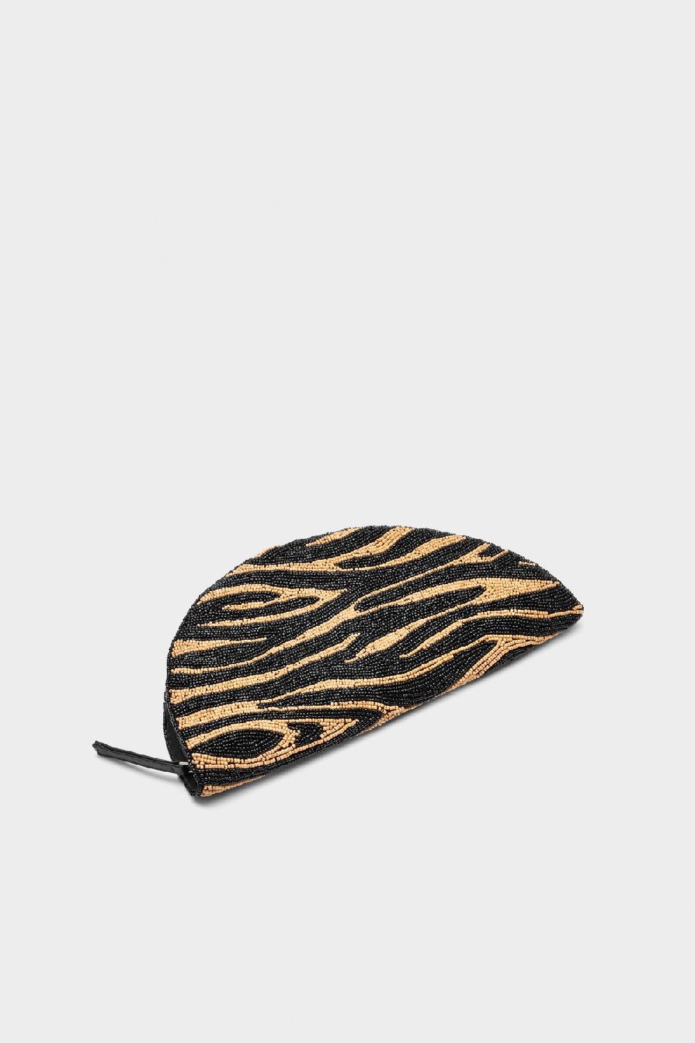 Simon Miller Beaded Lune Clutch Brown Zebra