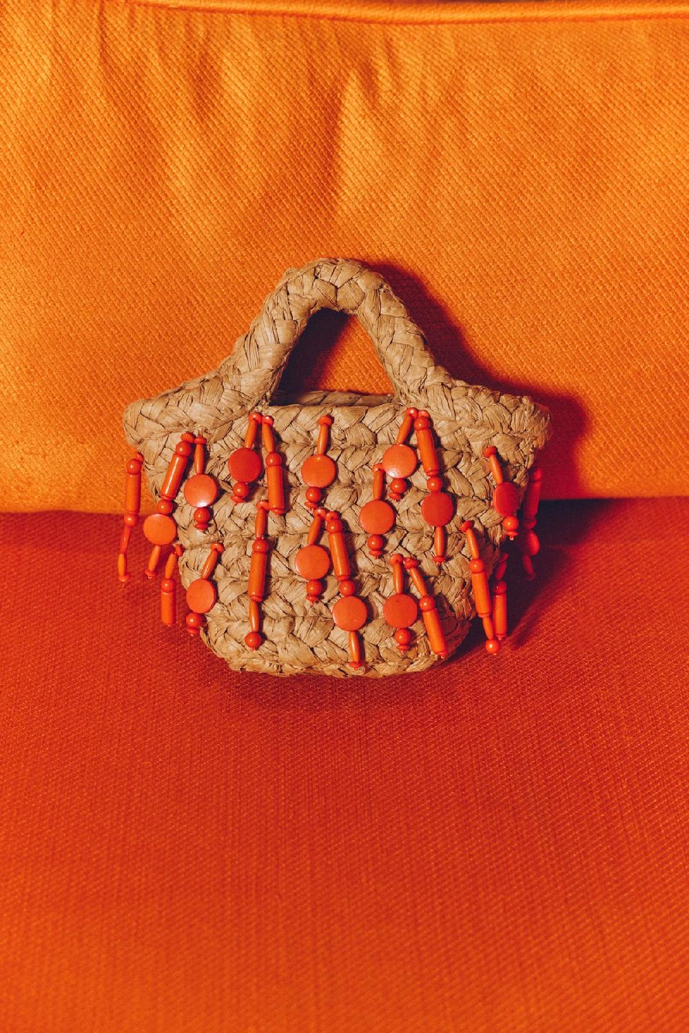 simon miller beaded shelly bag Natural/Orange