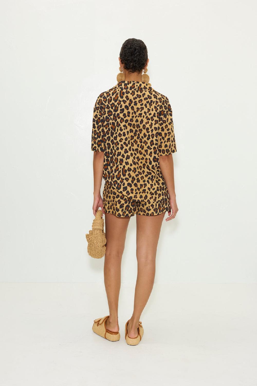 Simon Miller Bia Linen Camp Shirt CHEETAH
