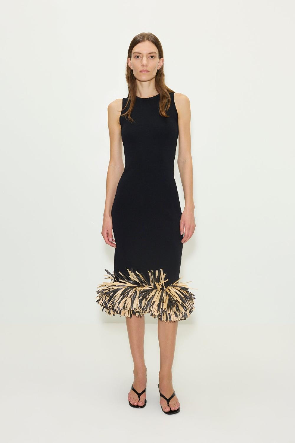 Simon Miller Boa Raffia Midi Dress BLACK