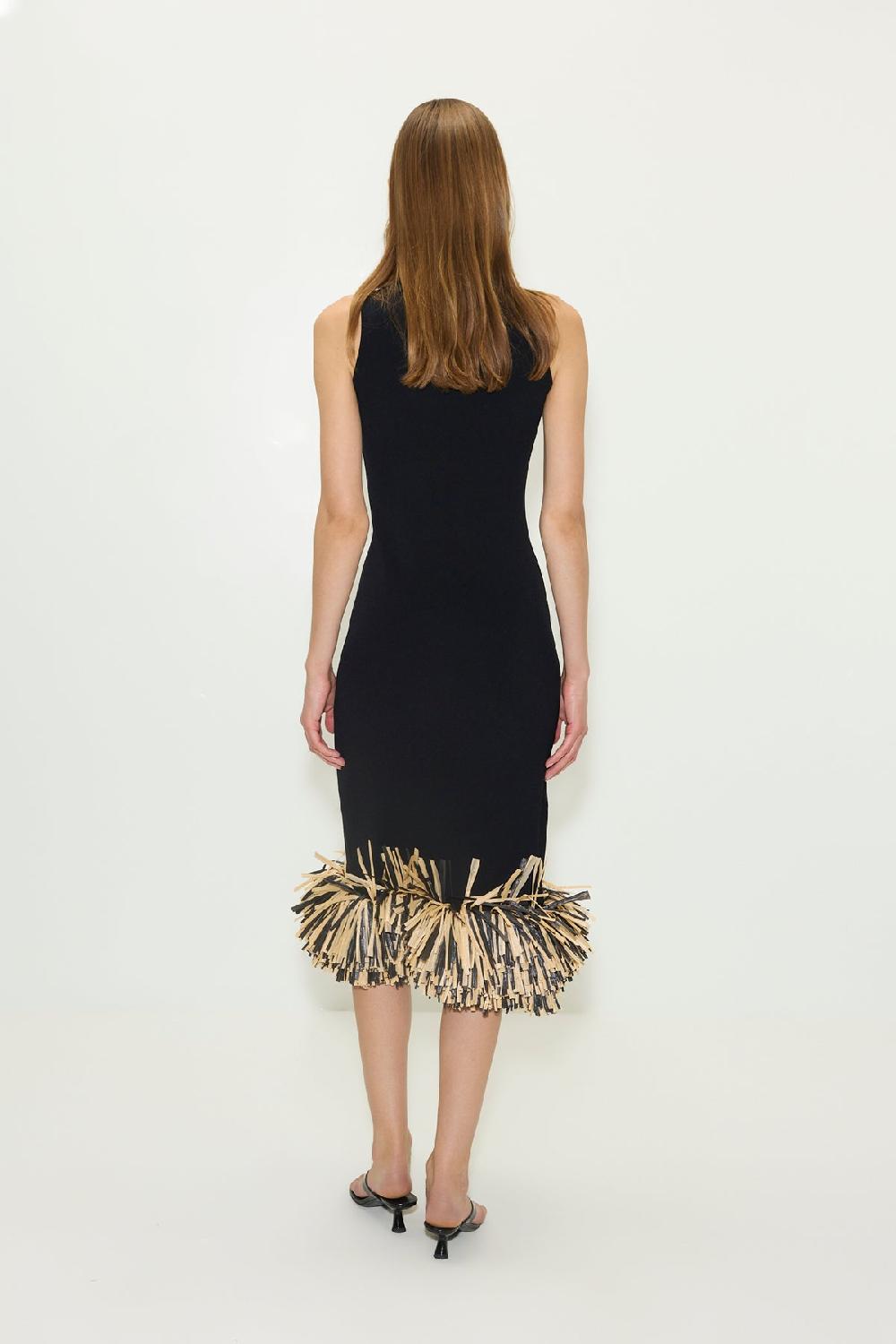 Simon Miller Boa Raffia Midi Dress BLACK