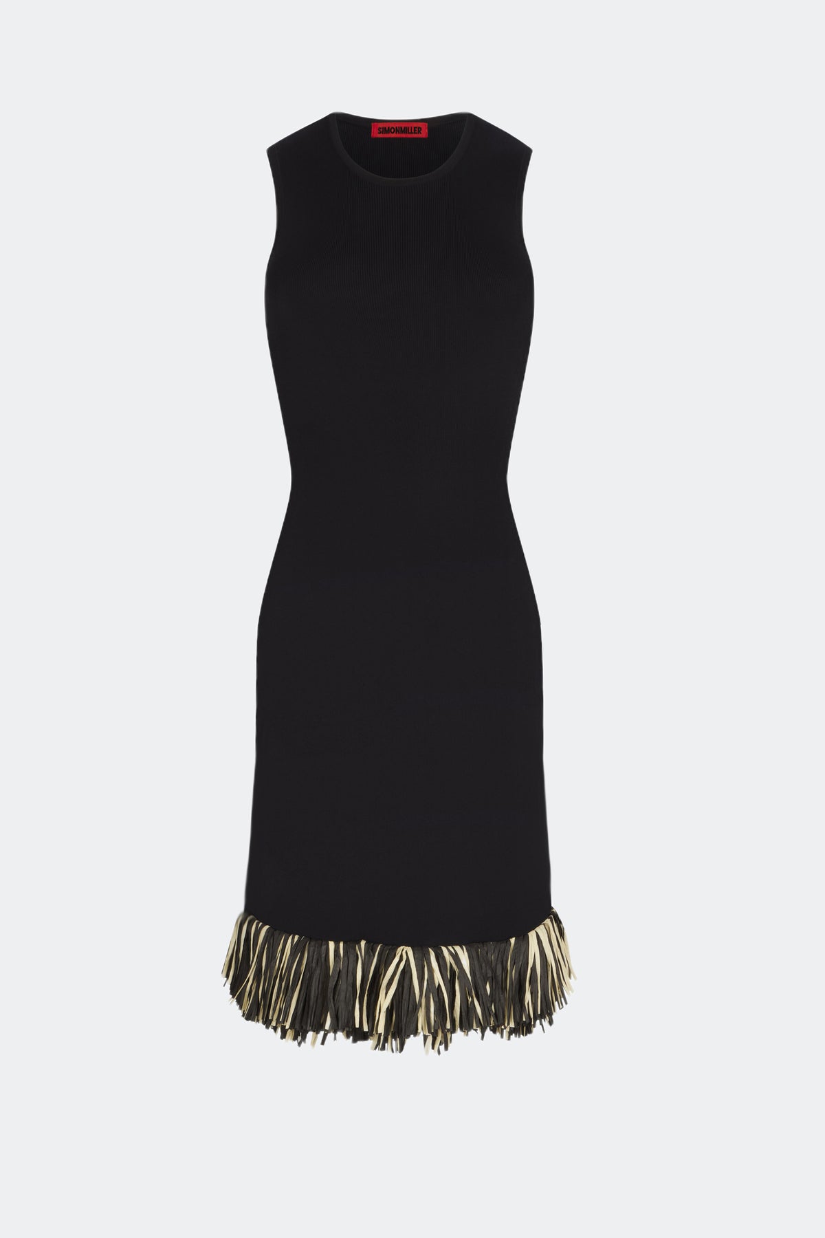 simon miller boa raffia midi dress BLACK