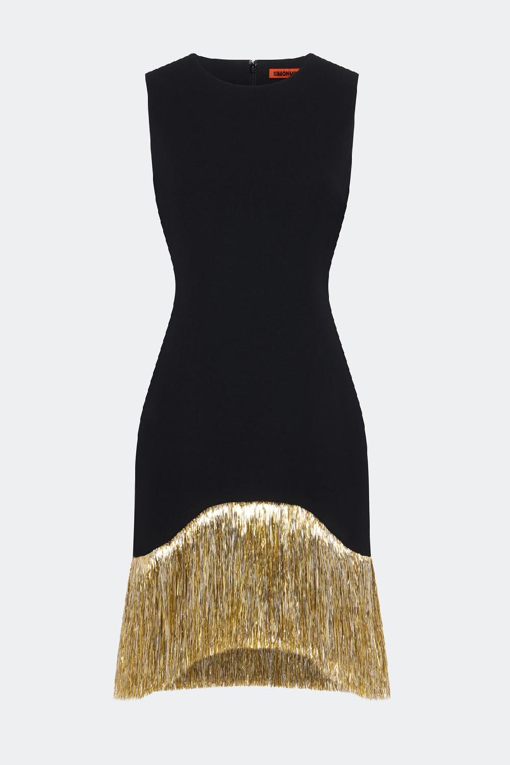 simon miller bowie fringe mini dress BLACK