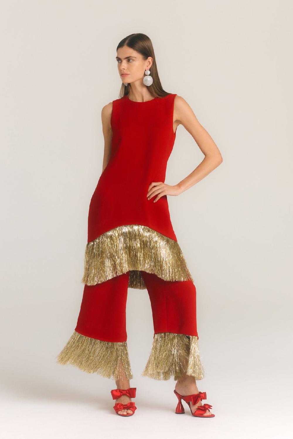 Simon Miller Bowie Fringe Mini Dress LUCKY RED