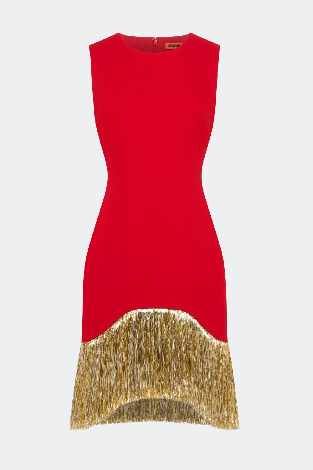 simon miller bowie fringe mini dress LUCKY RED