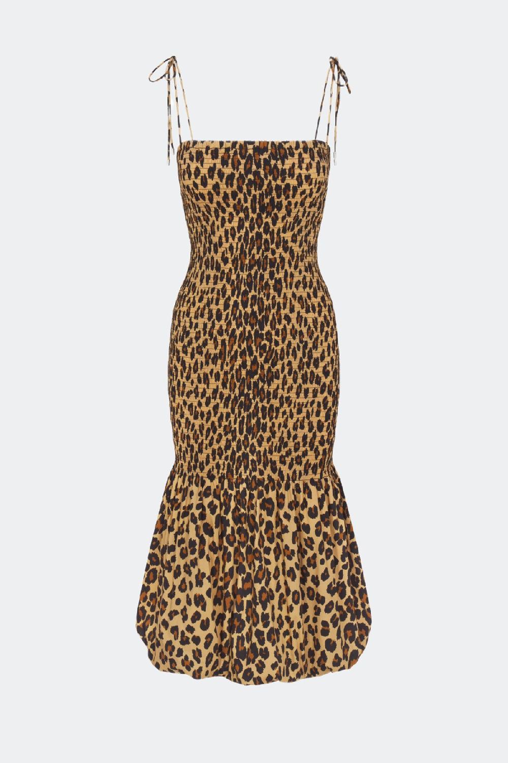 Simon Miller Canto Smocked Poplin Dress CHEETAH