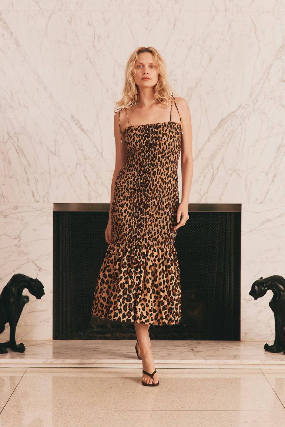 simon miller canto smocked poplin dress CHEETAH
