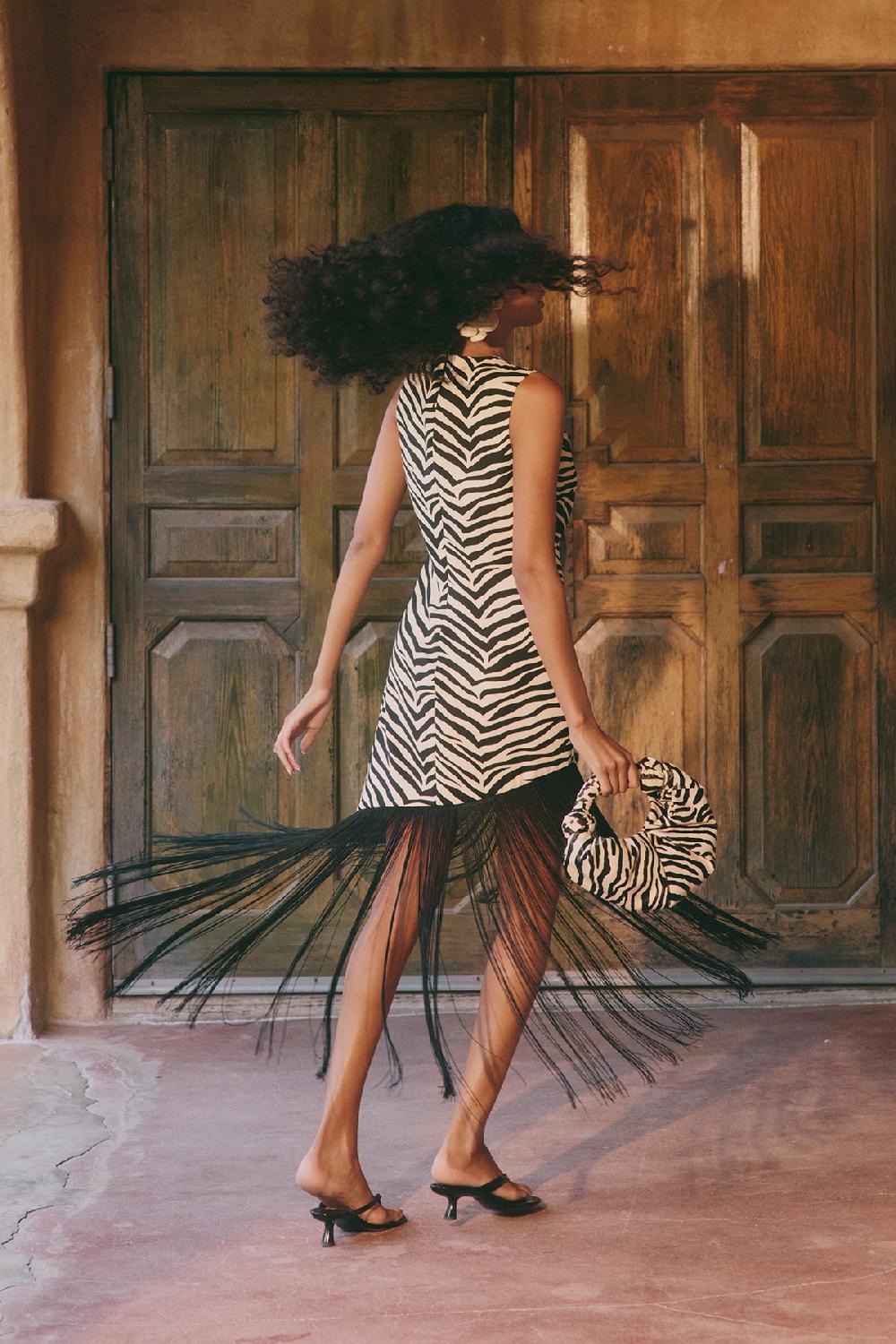 Simon Miller Casablanca Fringe Dress Zebra Print