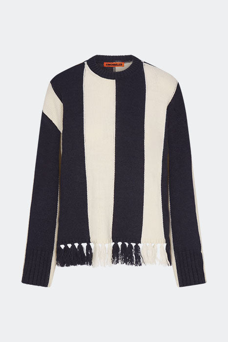 simon miller faye tassel sweater Navy/Cream