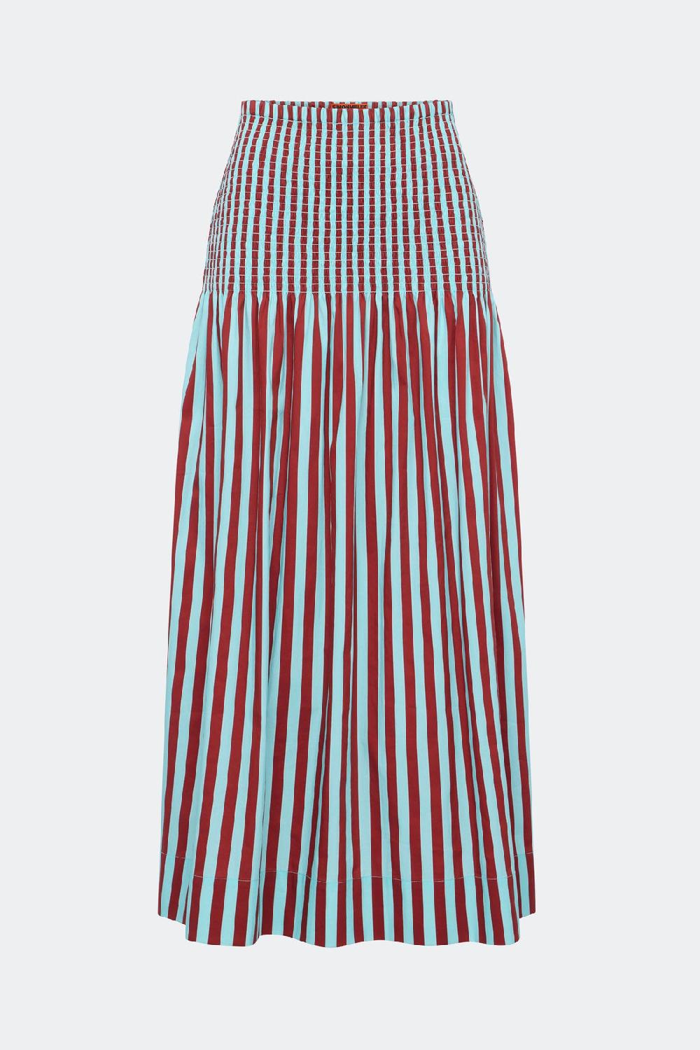 simon miller flor poplin skirt Salted Blue/Crimson