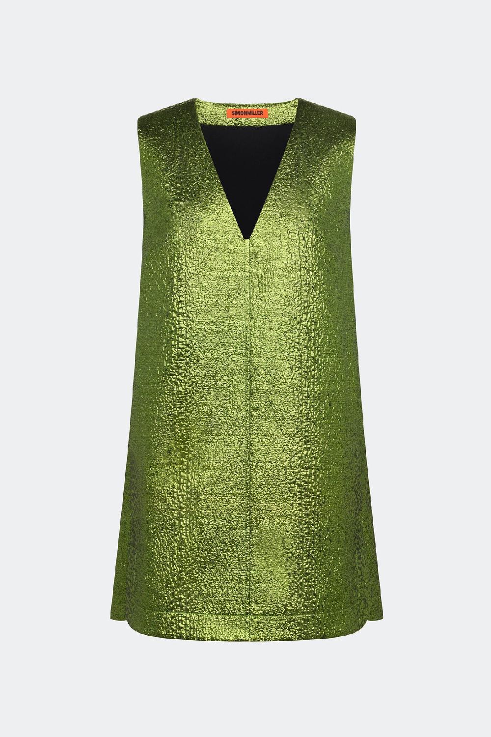 simon miller fountain metallic mini dress MATCHA