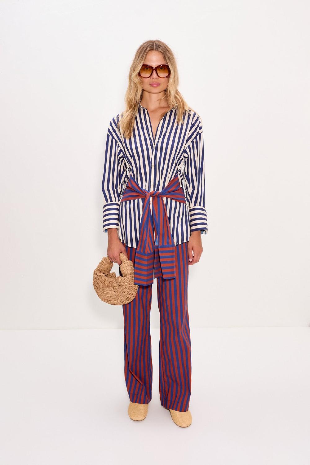 Simon Miller Inna Poplin Top Navy Stripe Multi
