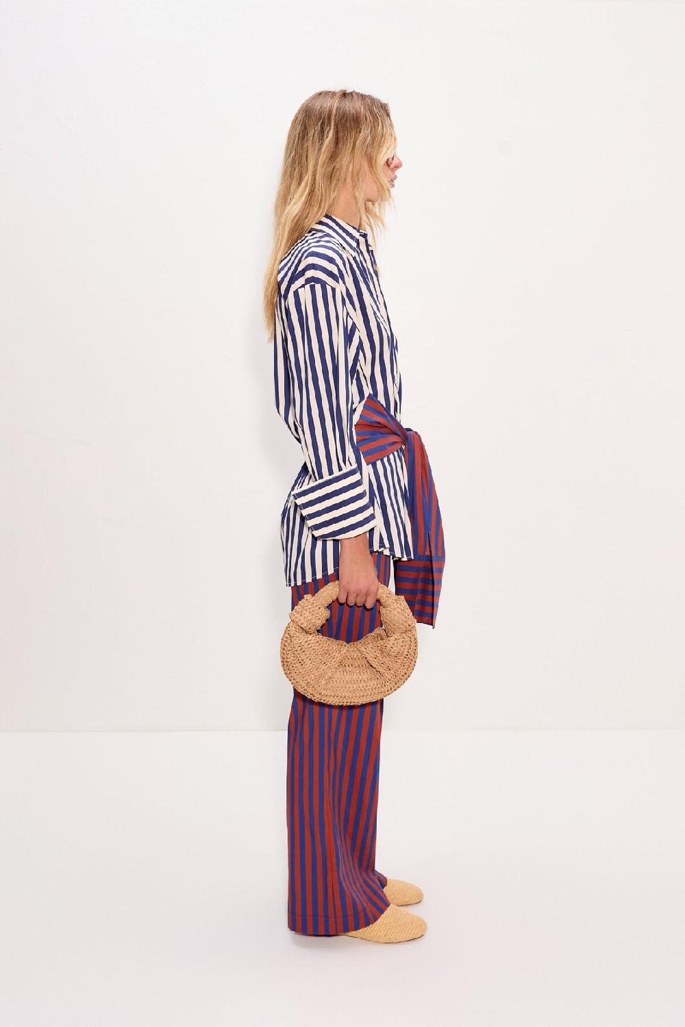 Simon Miller Inna Poplin Top Navy Stripe Multi