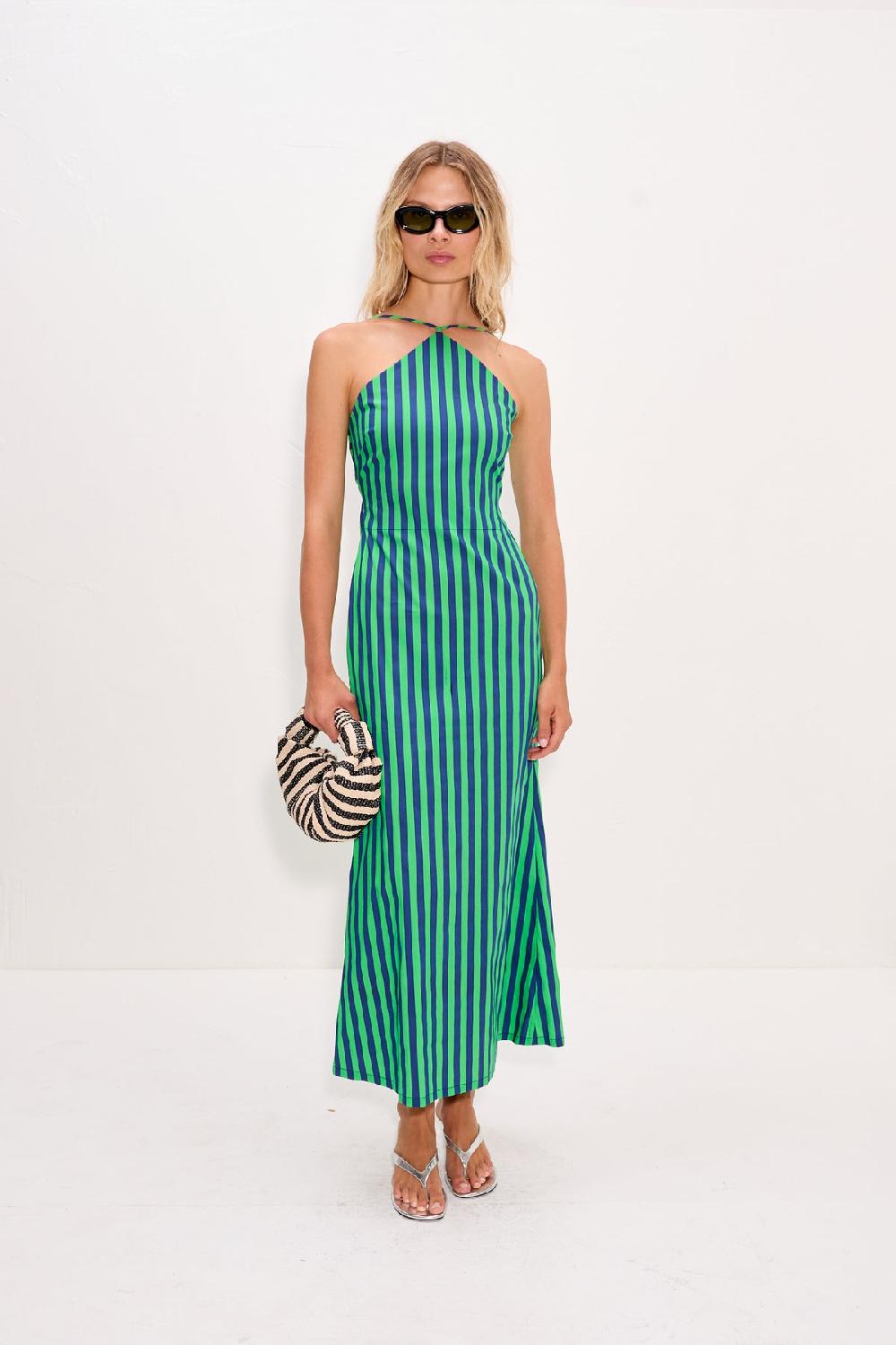 simon miller kit poplin dress Navy/Grass Green