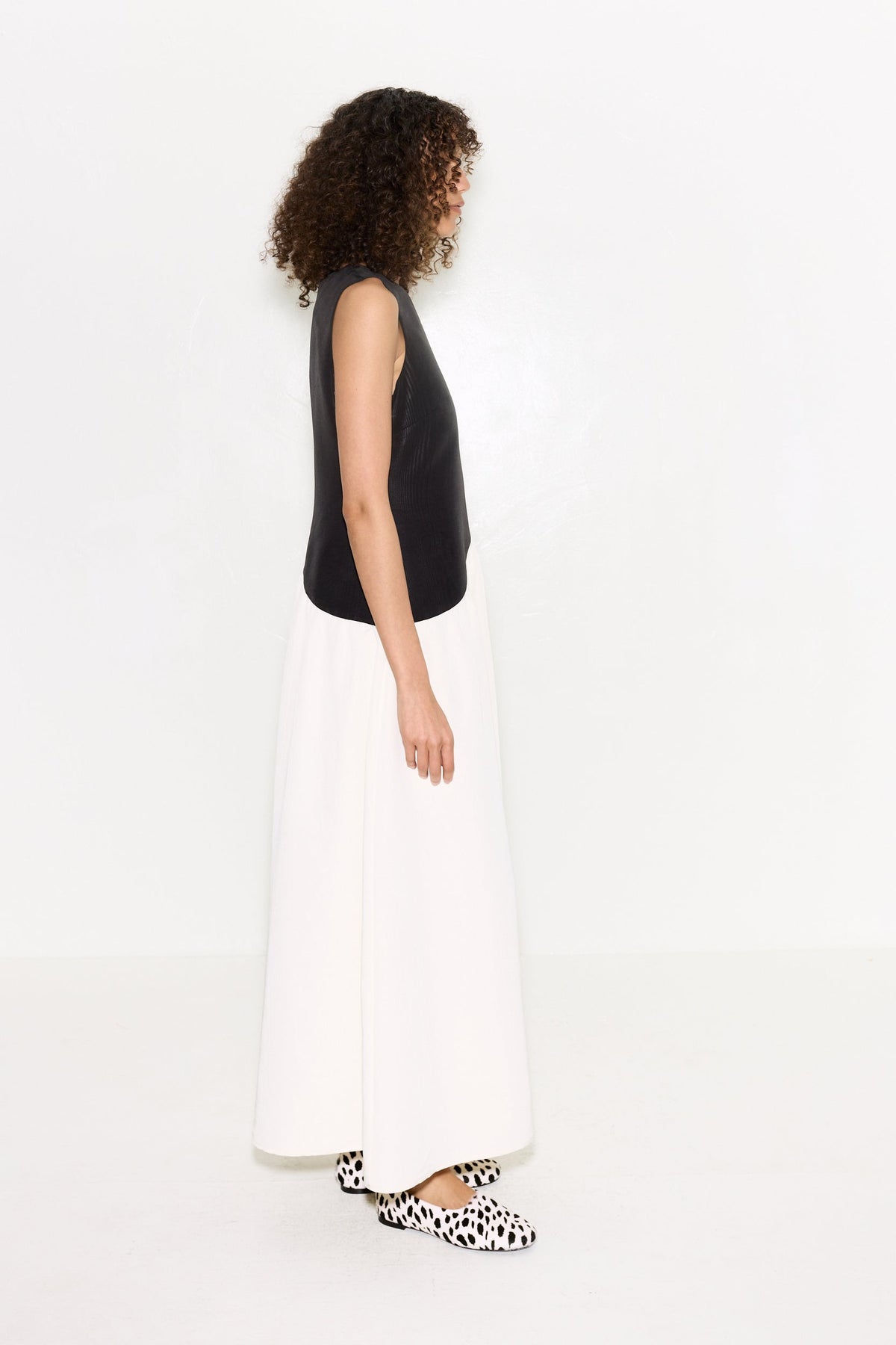 Simon Miller Laurel Moire Midi Dress BLACK/BONE