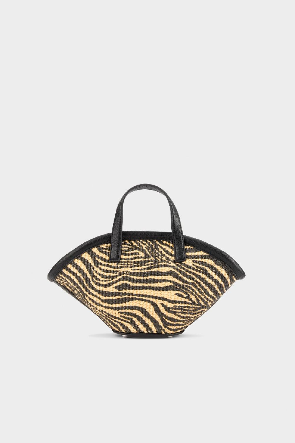 simon miller mini mercado tote BLACK/NATURAL ZEBRA