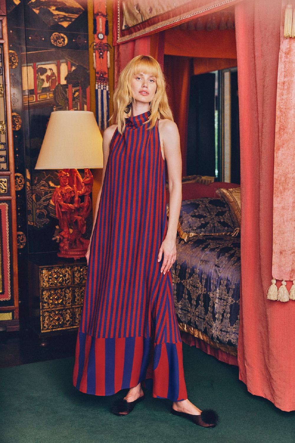 Simon Miller Mona Crepe Dress Navy/Henna