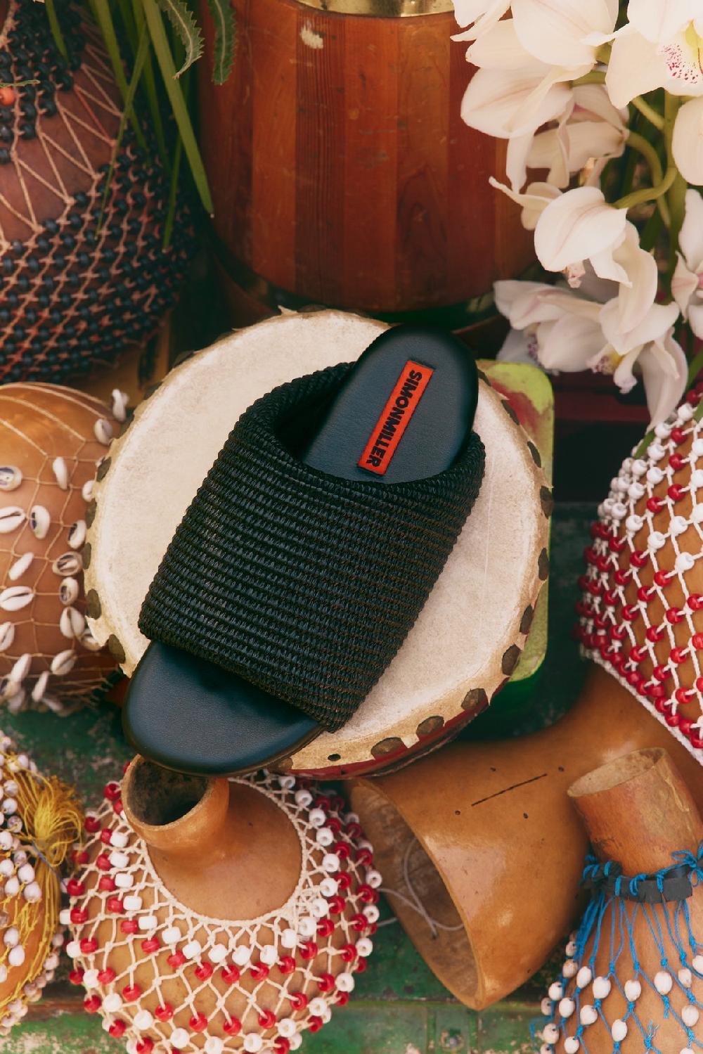 Simon Miller Raffia Bubble Slide BLACK