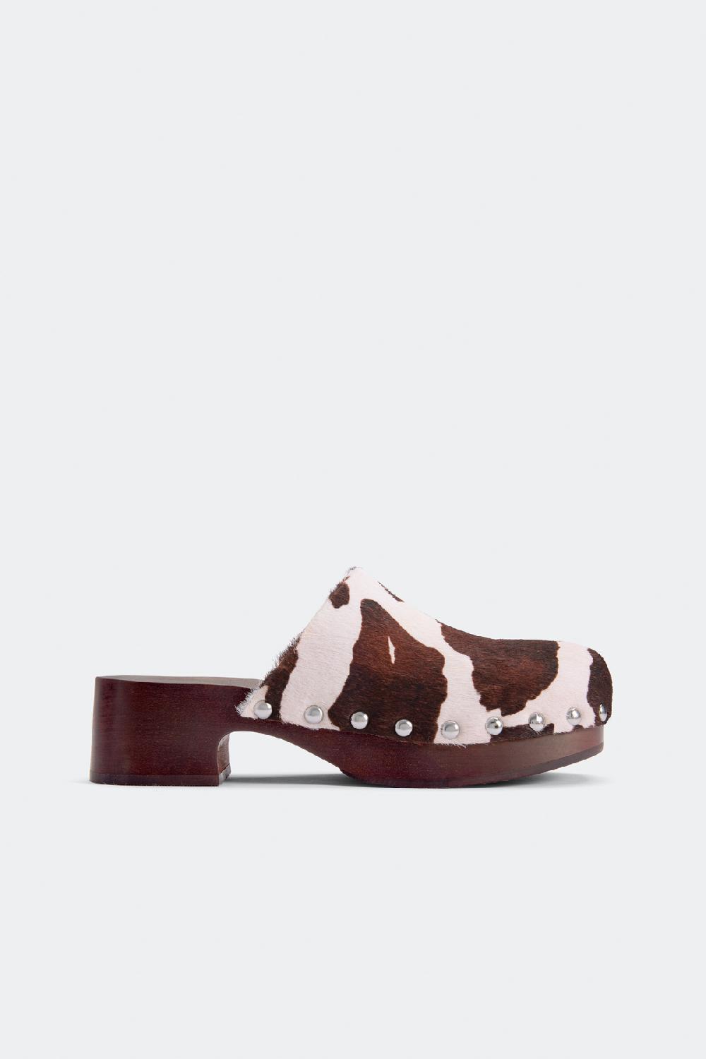 simon miller rio wood clog Cow Print