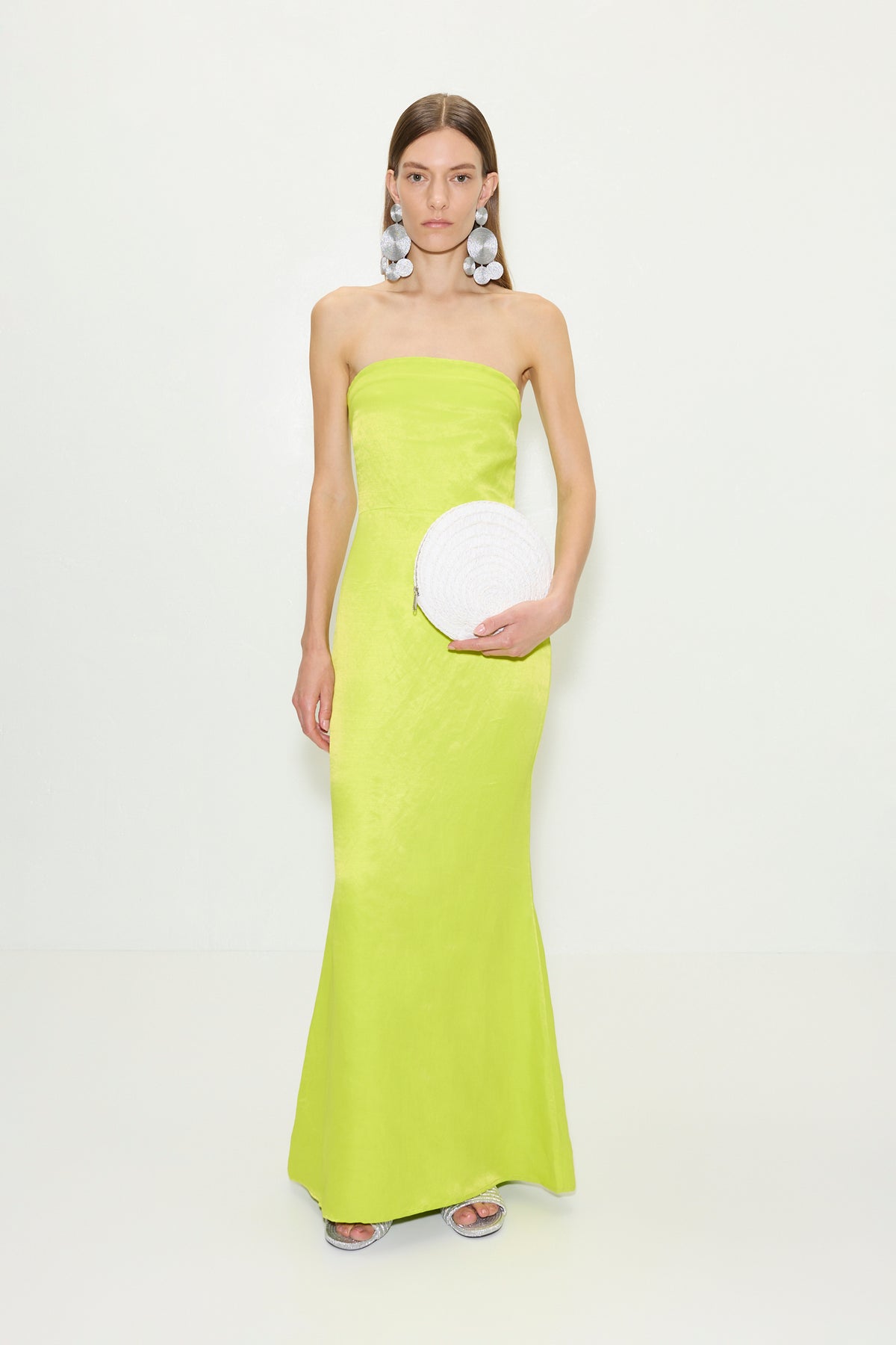 Simon Miller Sculpty Strapless Satin Dress LIME