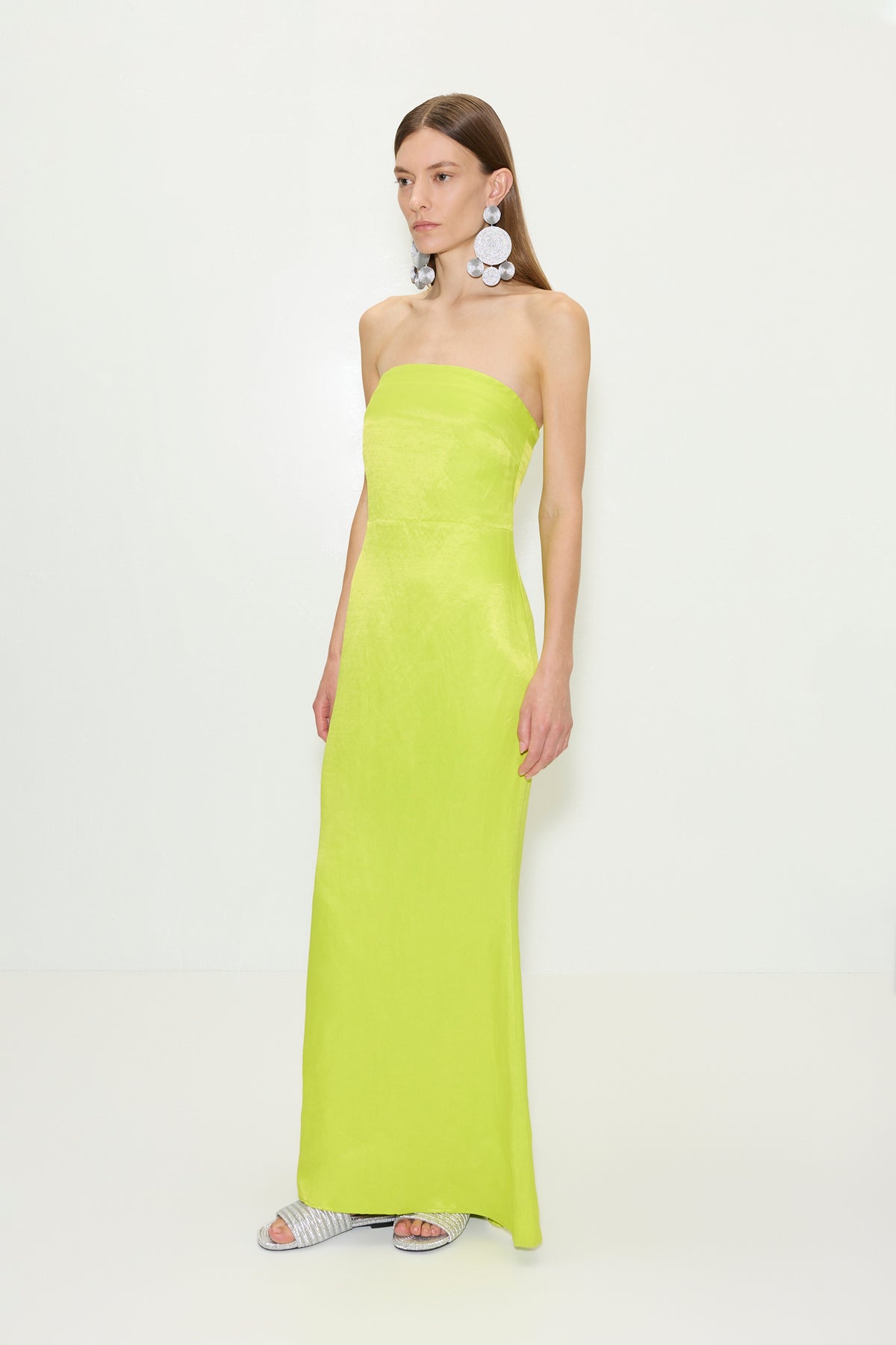 Simon Miller Sculpty Strapless Satin Dress LIME