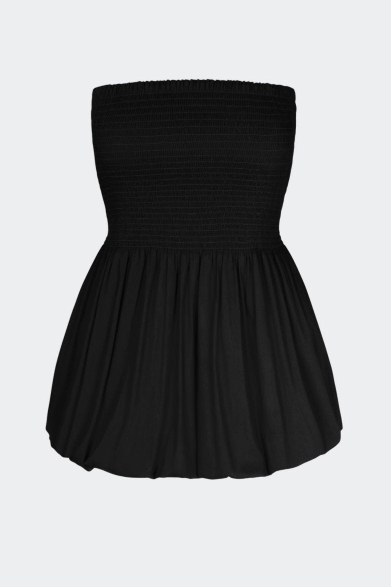 simon miller via smocked mini dress BLACK