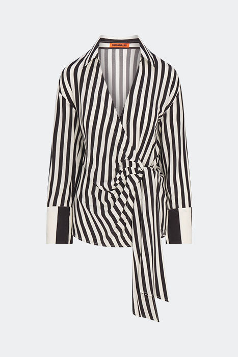 Simon Miller Vietta Crepe Top Black/White Stripe