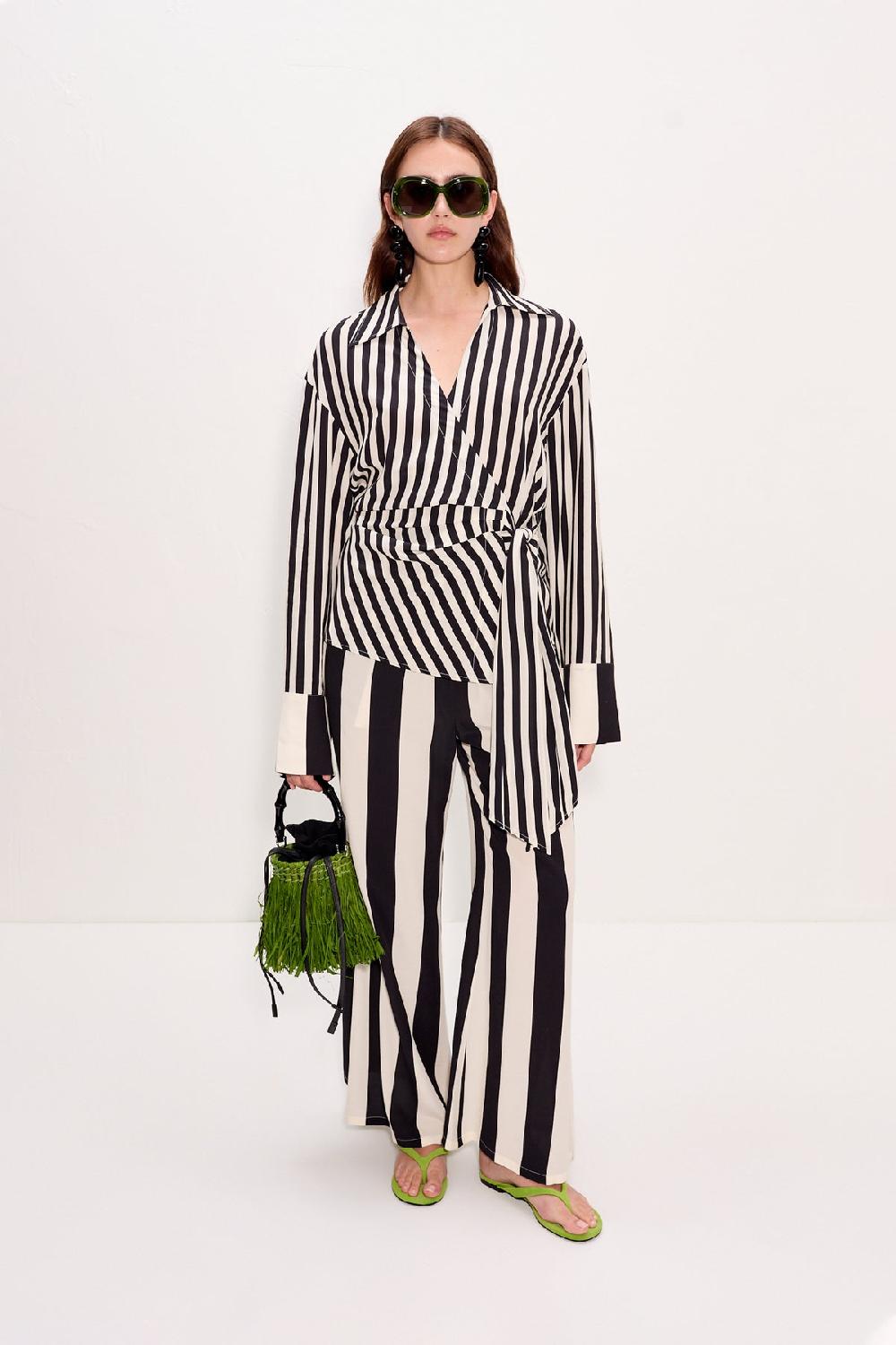 Simon Miller Vietta Crepe Top Black/White Stripe