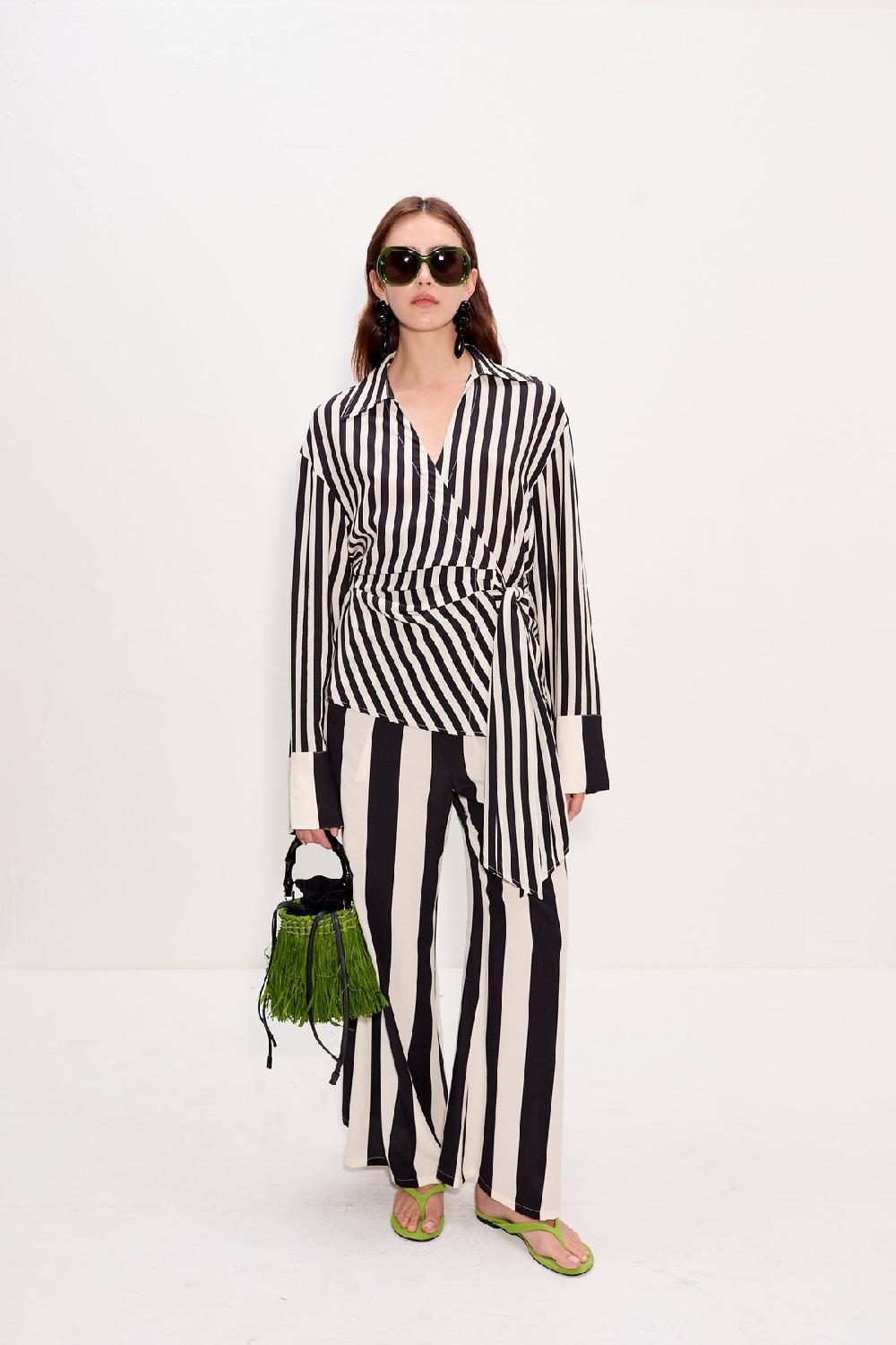 simon miller vietta crepe top Black/White Stripe