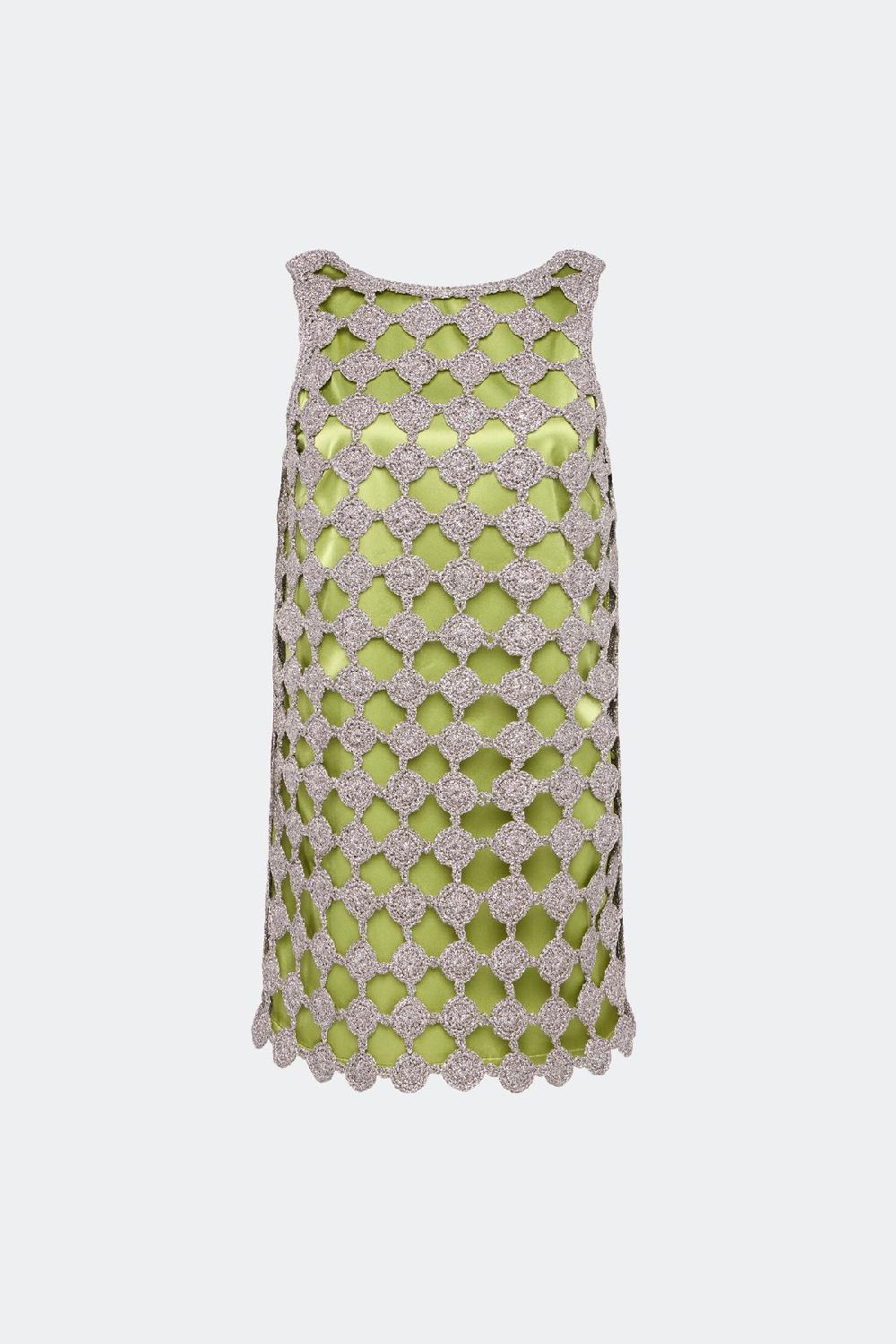 Simon Miller Sina Crochet Mini Dress Moss/Satellite Silver
