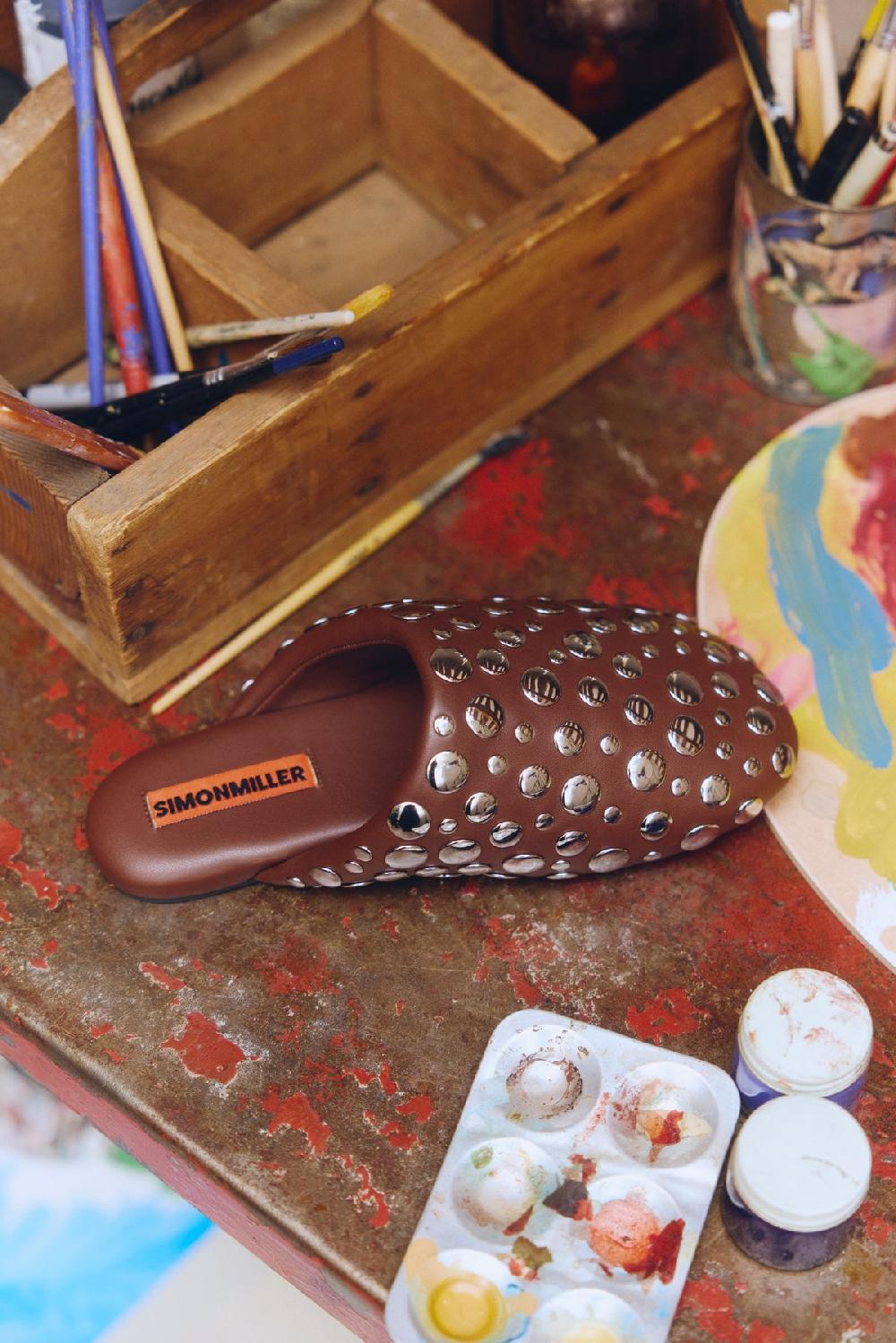 Simon Miller Studded Bubble Slipper CHOCO BROWN/SILVER