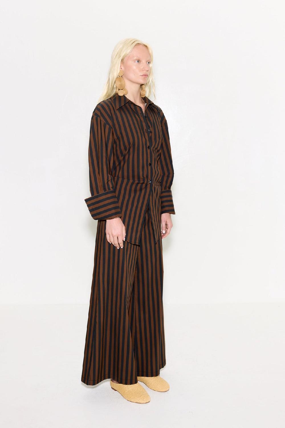 Simon Miller Toni Poplin Pant BLACK/CHOCO BROWN STRIPE