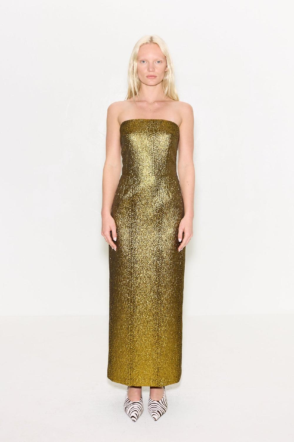 simon miller verdelle metallic midi dress STAR GOLD