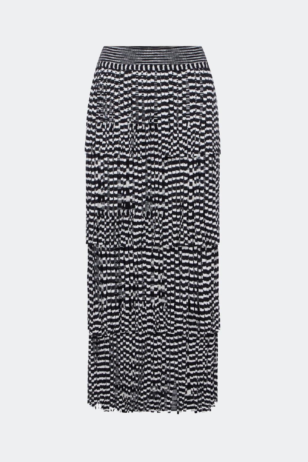 Simon Miller Za Za Knit Fringe Skirt Black/White Space Dye