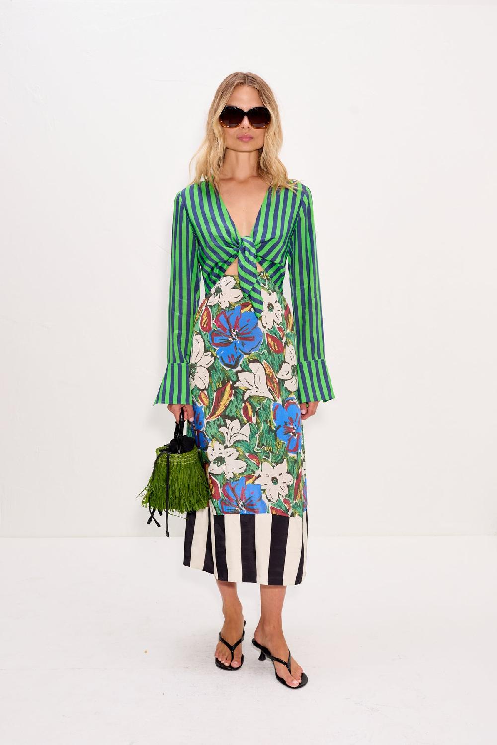 Simon Miller Zelene Maxi Dress Tropical Floral Print Combo